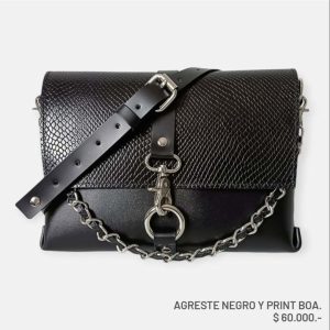 Bolso Cuero Agreste Negro Print Boa