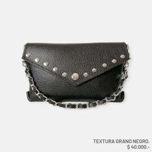 Bolso Cuerto Textura Grano Negro